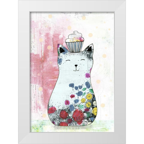 Cat with a Cupcake II White Modern Wood Framed Art Print by Ogren, Sarah