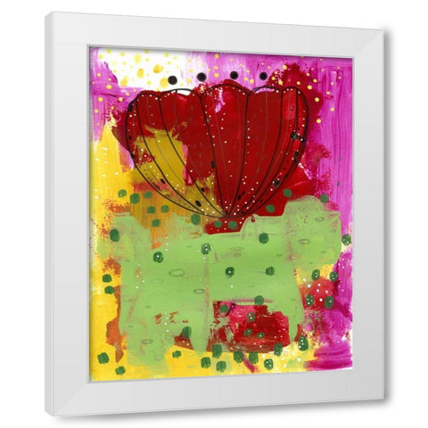 Red Flower Abstract White Modern Wood Framed Art Print by Ogren, Sarah