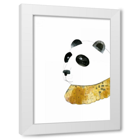 Panda with Gold Collar White Modern Wood Framed Art Print by Ogren, Sarah