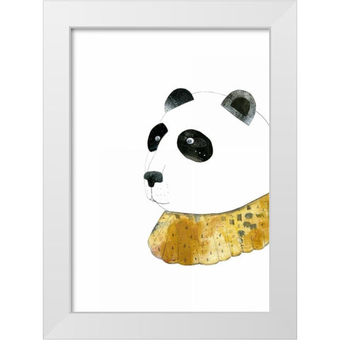 Panda with Gold Collar White Modern Wood Framed Art Print by Ogren, Sarah