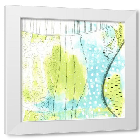 Blue and Green Abstract White Modern Wood Framed Art Print by Ogren, Sarah