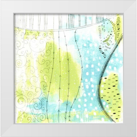 Blue and Green Abstract White Modern Wood Framed Art Print by Ogren, Sarah