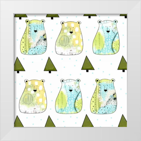 Three Bears Pattern White Modern Wood Framed Art Print by Ogren, Sarah