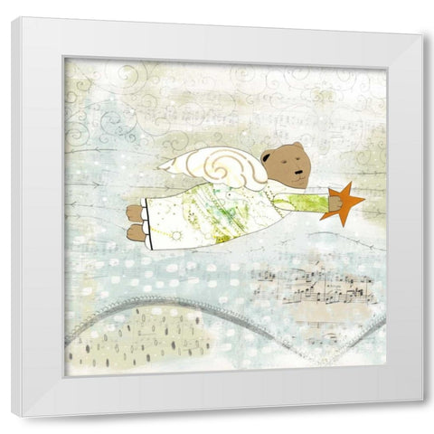Bear Angel White Modern Wood Framed Art Print by Ogren, Sarah