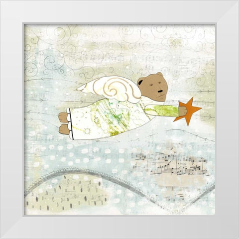 Bear Angel White Modern Wood Framed Art Print by Ogren, Sarah
