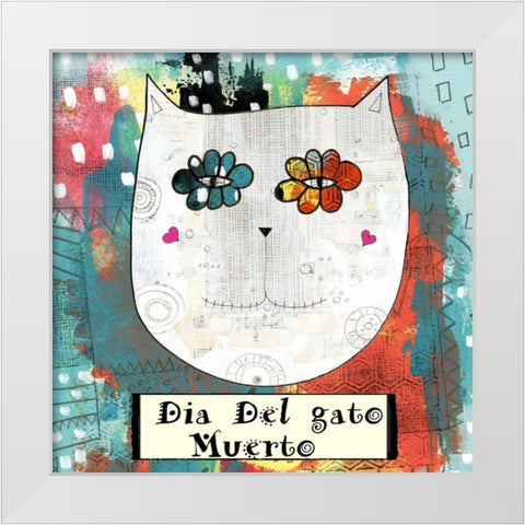 Day of the Dead Cat White Modern Wood Framed Art Print by Ogren, Sarah