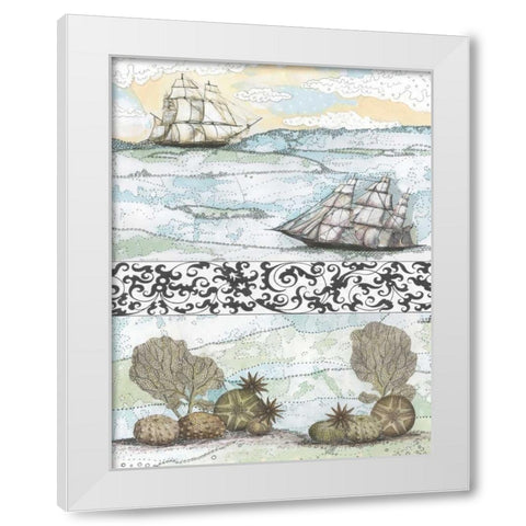 Boats and Coral White Modern Wood Framed Art Print by Ogren, Sarah