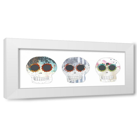Three Sugar Skulls White Modern Wood Framed Art Print by Ogren, Sarah