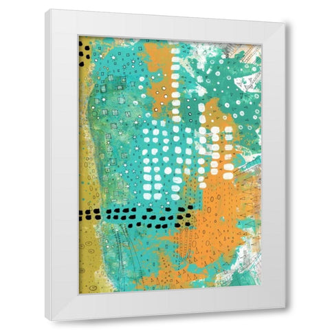 Orange and Green Abstract White Modern Wood Framed Art Print by Ogren, Sarah