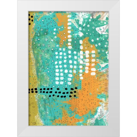Orange and Green Abstract White Modern Wood Framed Art Print by Ogren, Sarah