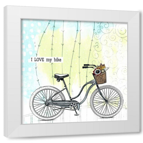I Love My Bike White Modern Wood Framed Art Print by Ogren, Sarah