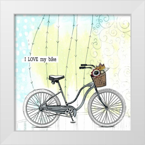 I Love My Bike White Modern Wood Framed Art Print by Ogren, Sarah