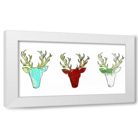 Three Deer Heads White Modern Wood Framed Art Print by Ogren, Sarah