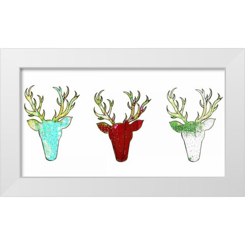 Three Deer Heads White Modern Wood Framed Art Print by Ogren, Sarah
