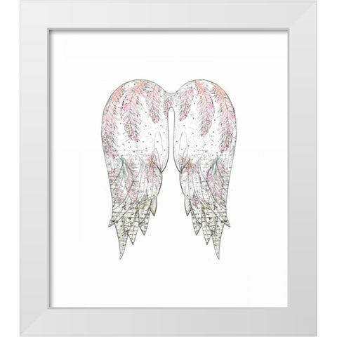 Wings with Pink Feathers White Modern Wood Framed Art Print by Ogren, Sarah