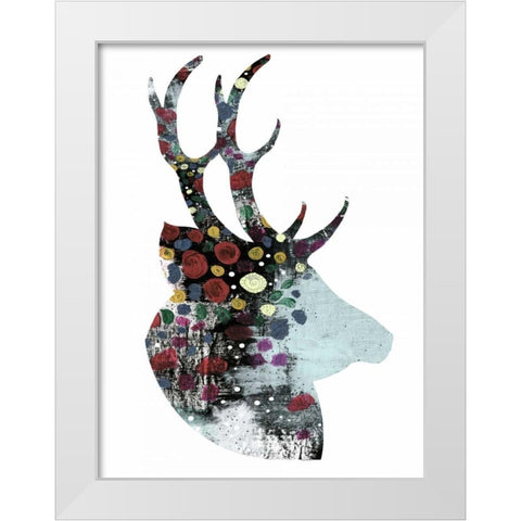 Floral Deer White Modern Wood Framed Art Print by Ogren, Sarah