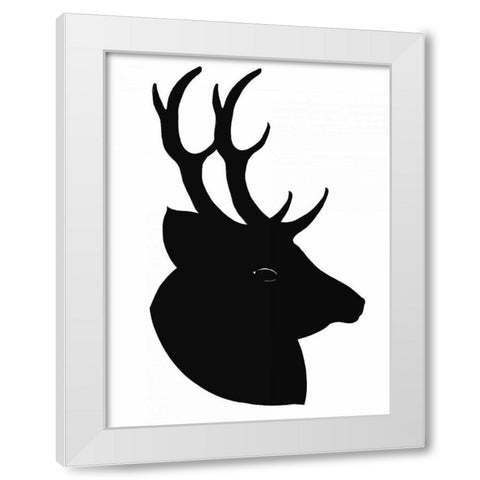 Deer Silhouette White Modern Wood Framed Art Print by Ogren, Sarah