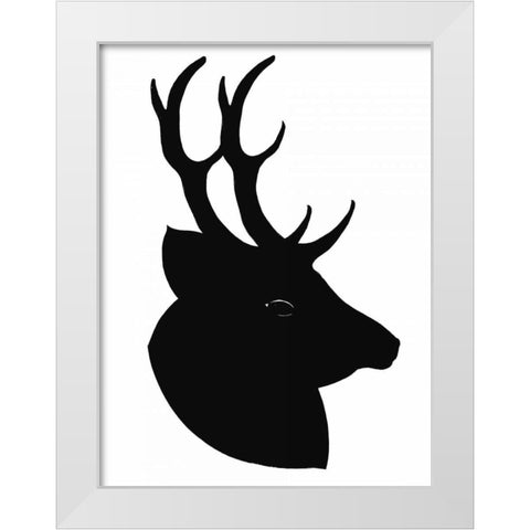 Deer Silhouette White Modern Wood Framed Art Print by Ogren, Sarah
