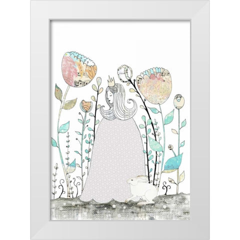 Princess and the Rabbit White Modern Wood Framed Art Print by Ogren, Sarah