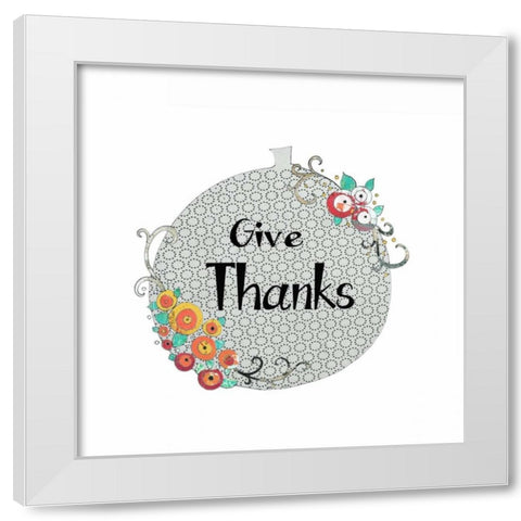 Give Thanks Pumpkin White Modern Wood Framed Art Print by Ogren, Sarah