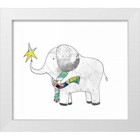 Elephant in a Scarf White Modern Wood Framed Art Print by Ogren, Sarah