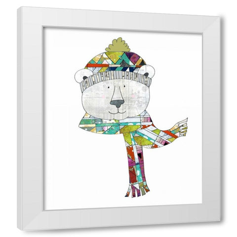 Bear in a Hat and Scarf White Modern Wood Framed Art Print by Ogren, Sarah