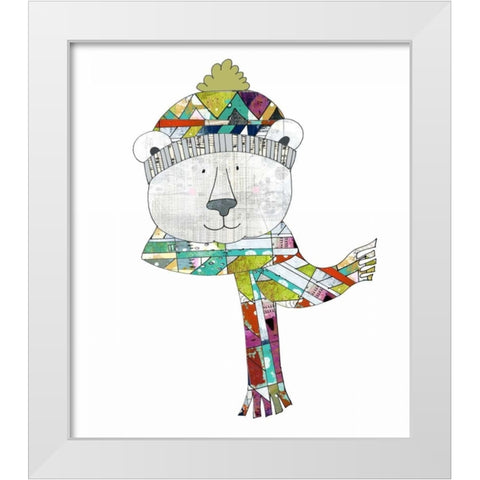 Bear in a Hat and Scarf White Modern Wood Framed Art Print by Ogren, Sarah