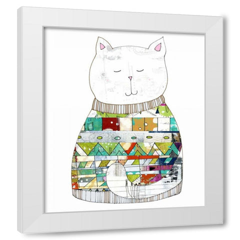 Cat in a Sweater White Modern Wood Framed Art Print by Ogren, Sarah