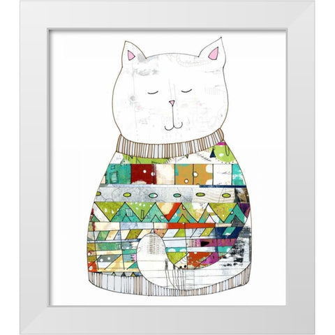 Cat in a Sweater White Modern Wood Framed Art Print by Ogren, Sarah