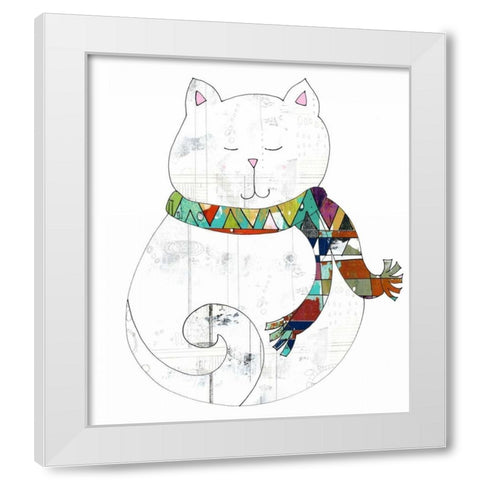 Cat in a Scarf White Modern Wood Framed Art Print by Ogren, Sarah