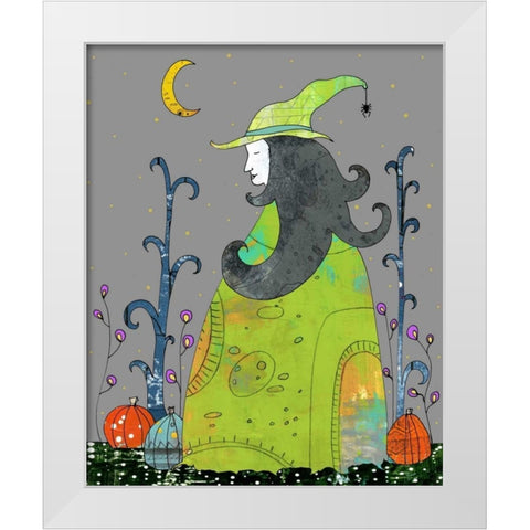 Witch in a Green Dress White Modern Wood Framed Art Print by Ogren, Sarah