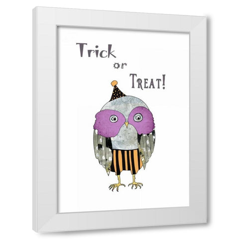 Trick or Treat Owl White Modern Wood Framed Art Print by Ogren, Sarah