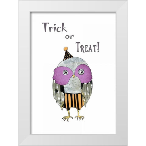 Trick or Treat Owl White Modern Wood Framed Art Print by Ogren, Sarah