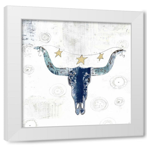 Navy Cow Skull White Modern Wood Framed Art Print by Ogren, Sarah