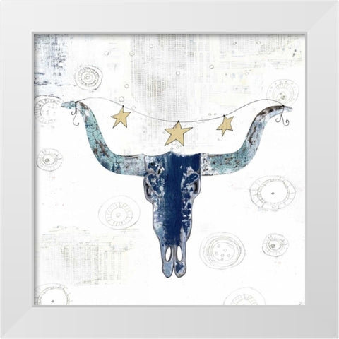 Navy Cow Skull White Modern Wood Framed Art Print by Ogren, Sarah