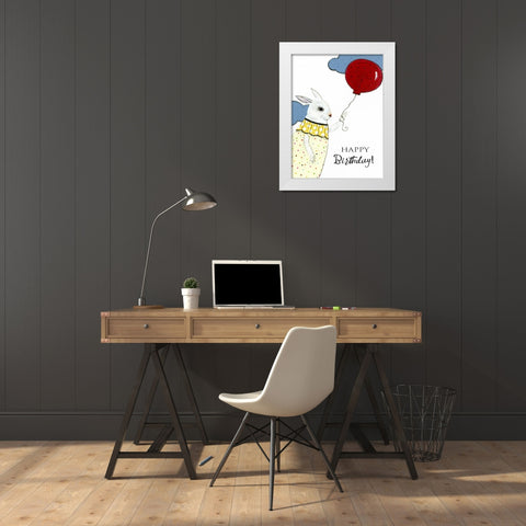 Happy Birthday Card White Modern Wood Framed Art Print by Ogren, Sarah