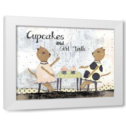 Cupcakes and Girl Talk White Modern Wood Framed Art Print by Ogren, Sarah