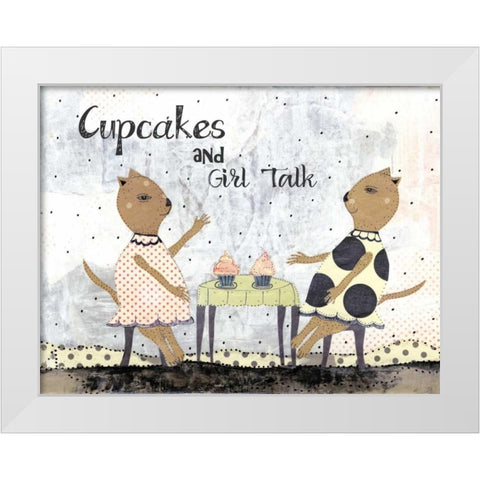 Cupcakes and Girl Talk White Modern Wood Framed Art Print by Ogren, Sarah