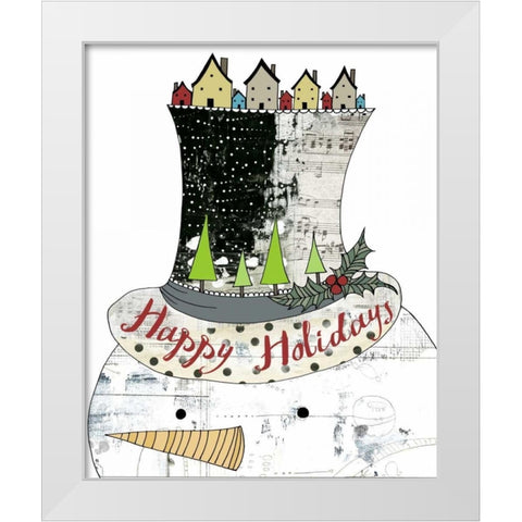 Big Top Hat Snowman White Modern Wood Framed Art Print by Ogren, Sarah
