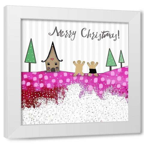 Merry Christmas Gingerbread White Modern Wood Framed Art Print by Ogren, Sarah