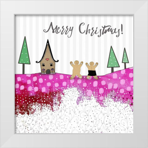 Merry Christmas Gingerbread White Modern Wood Framed Art Print by Ogren, Sarah