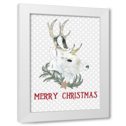 Merry Christmas Buck White Modern Wood Framed Art Print by Ogren, Sarah