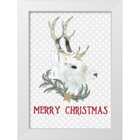 Merry Christmas Buck White Modern Wood Framed Art Print by Ogren, Sarah