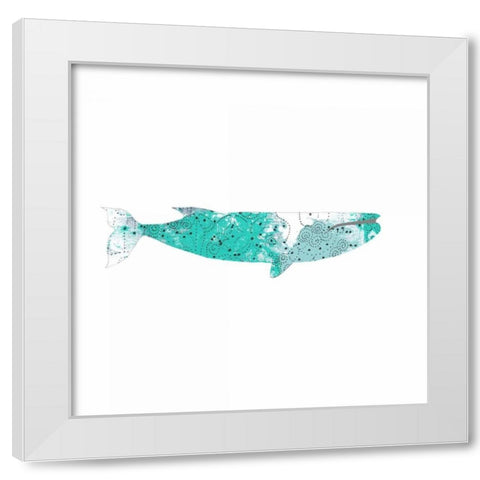 Blue Whale White Modern Wood Framed Art Print by Ogren, Sarah