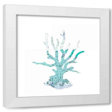Blue Coral White Modern Wood Framed Art Print by Ogren, Sarah