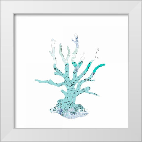 Blue Coral White Modern Wood Framed Art Print by Ogren, Sarah