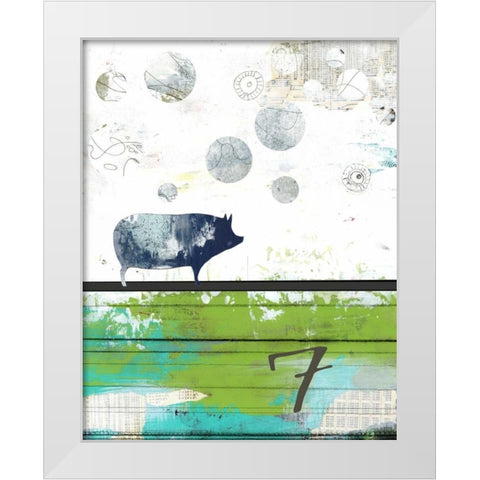 Pig 7 White Modern Wood Framed Art Print by Ogren, Sarah