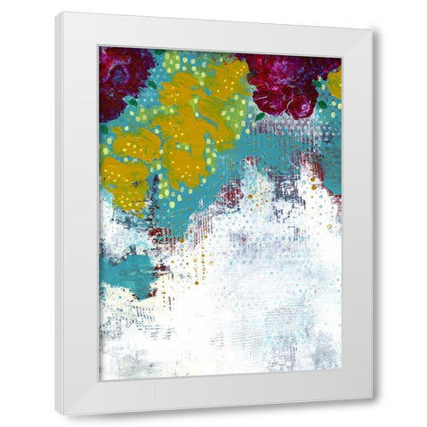 Purple and Gold Floral Abstract White Modern Wood Framed Art Print by Ogren, Sarah