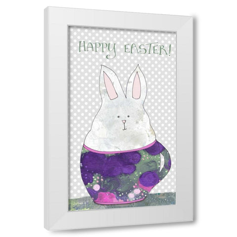Rabbit in Tea Cup White Modern Wood Framed Art Print by Ogren, Sarah