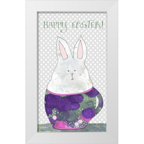 Rabbit in Tea Cup White Modern Wood Framed Art Print by Ogren, Sarah